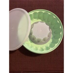 VINTAGE TUPPERWARE JADEITE MINT GREEN JELLO MOLD ICE RING JEL-N-SERVE 3 PCS 1202